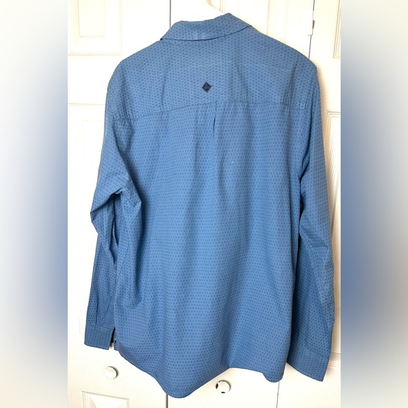 PRANA Garden Long Sleeve Button Down Shirt Steel Blue 100% Organic Cotton Geo - Picture 5 of 11